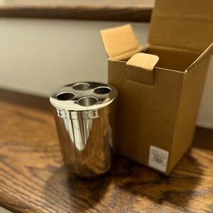 West Elm Caspian Metal Bath Accessory — Tooth Brush Holder (Polish Nickel)